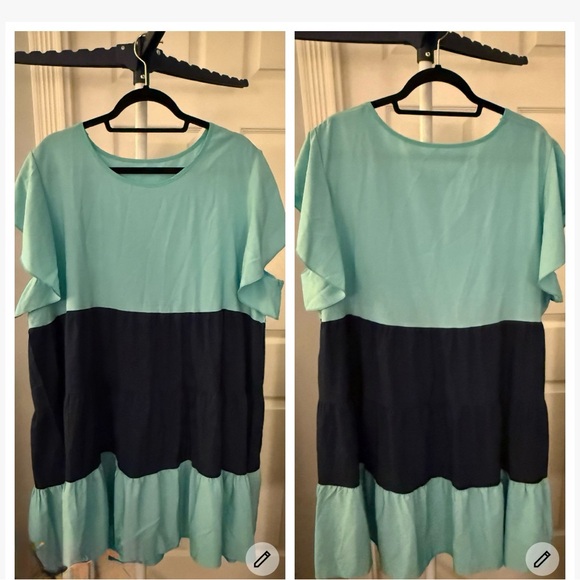 SHEIN Blue Relaxed Short Sleeve Tunic Dress - Picture 1 of 2